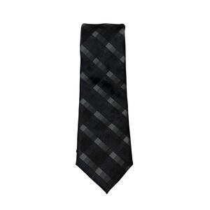 Bespoke New York Mens Black Grey Plaid Polyester Blend Dress Tie Classic Formal